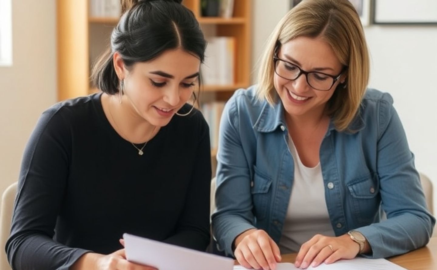 Two clinicians reviewing licensing requirements and supervision options together