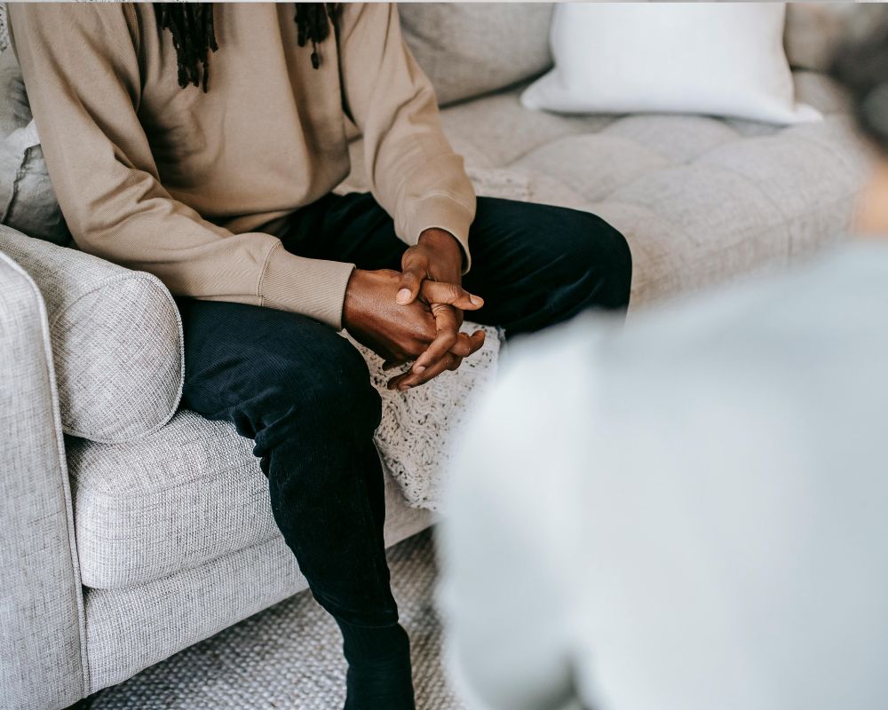 Two people connecting in a trusting, supportive relationship